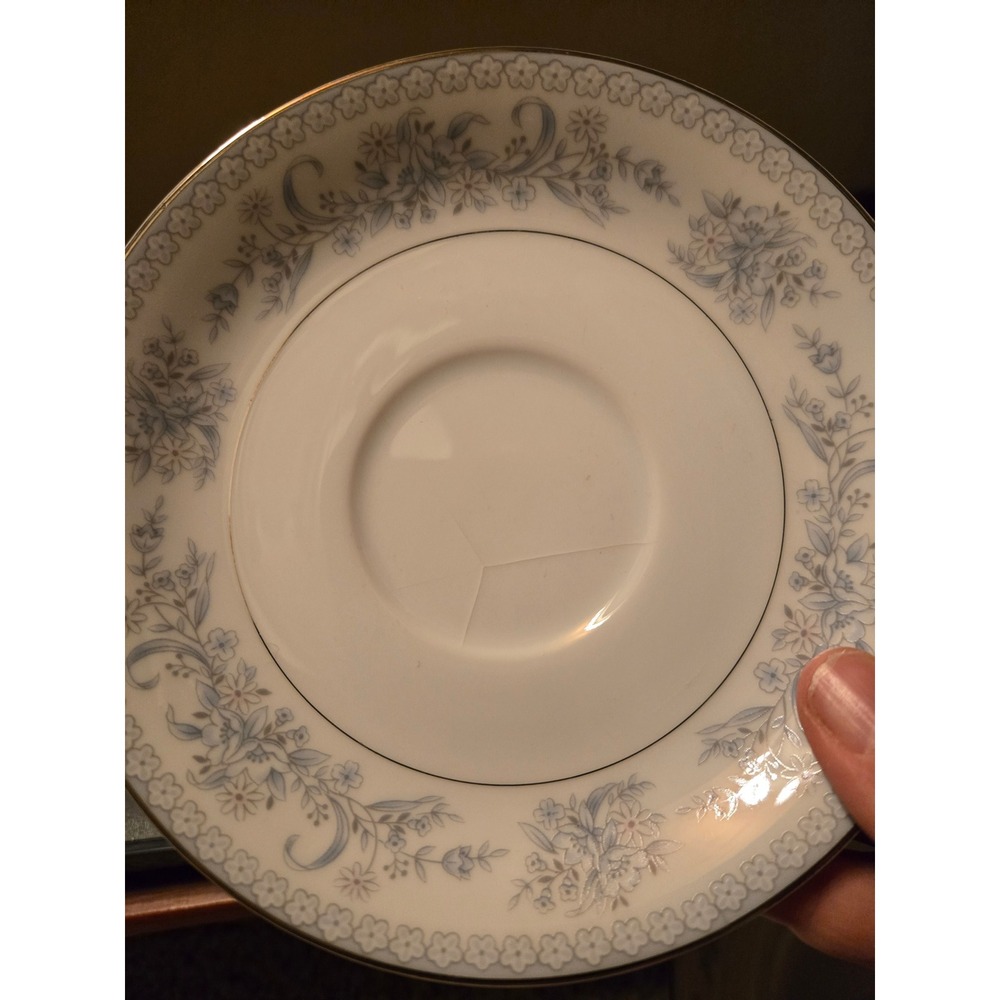 Mikasa Dresden Rose L9009 Fine China Dinner Plates Blue Floral Platinum Trim